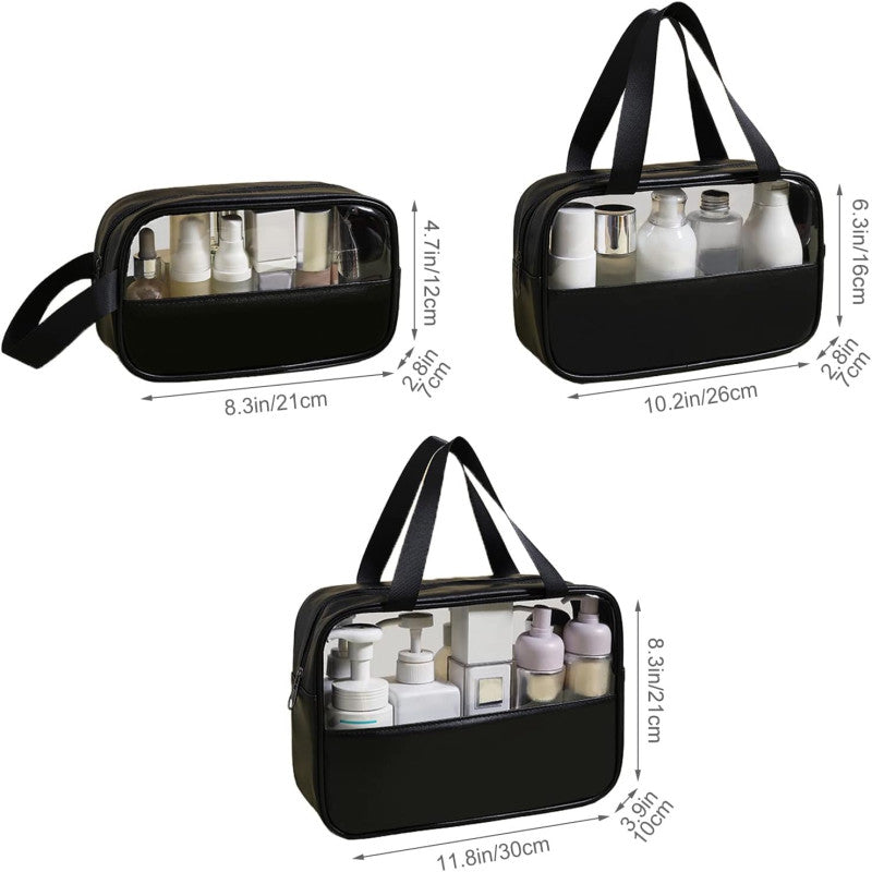 Transparent Cosmetic Travel Organizer Bag Set (3-Piece) - My Store