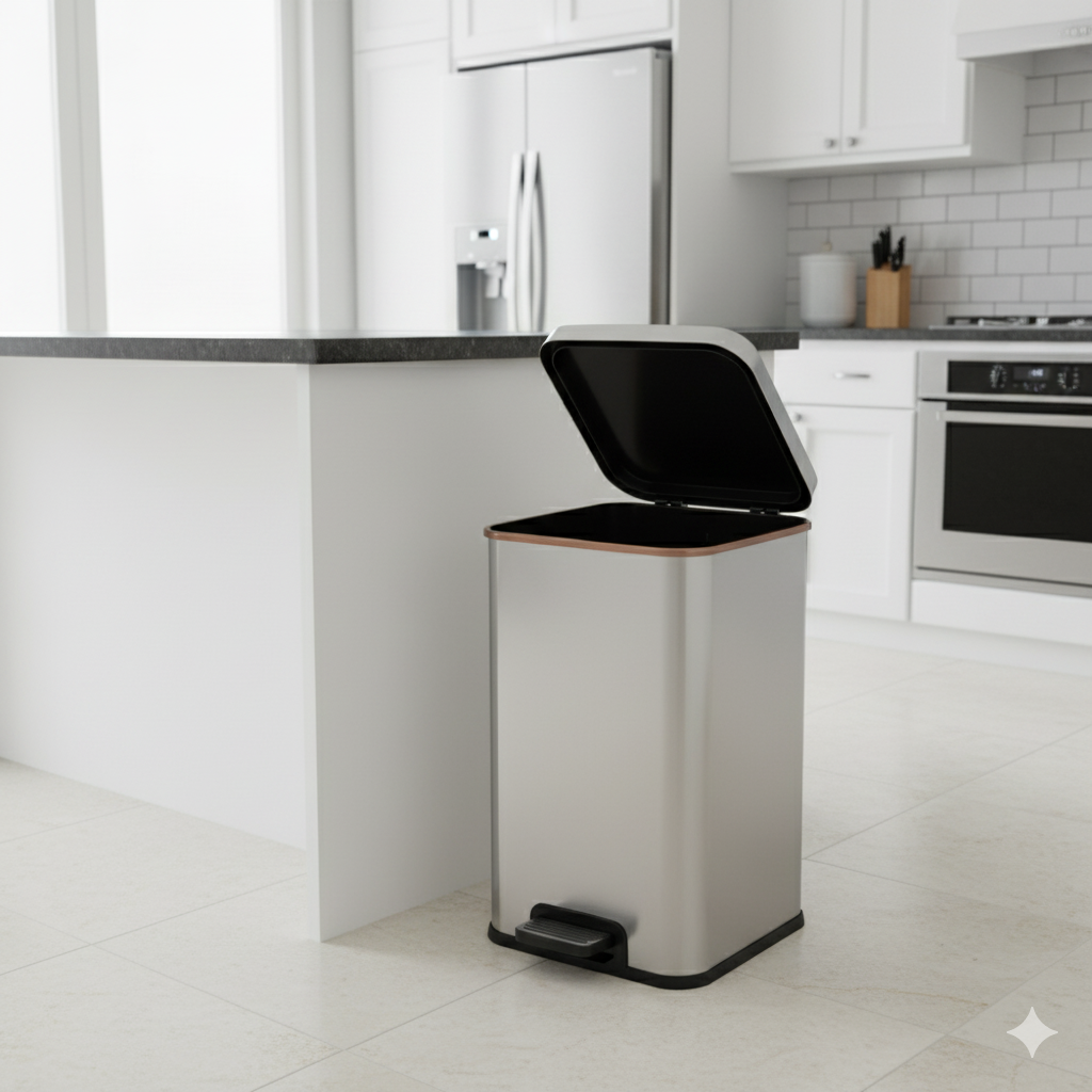 Stainless Steel Hydraulic Square Pedal Dustbin