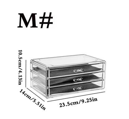 3-Tier Clear Acrylic Makeup Organizer with 3 Drawers & Top Storage