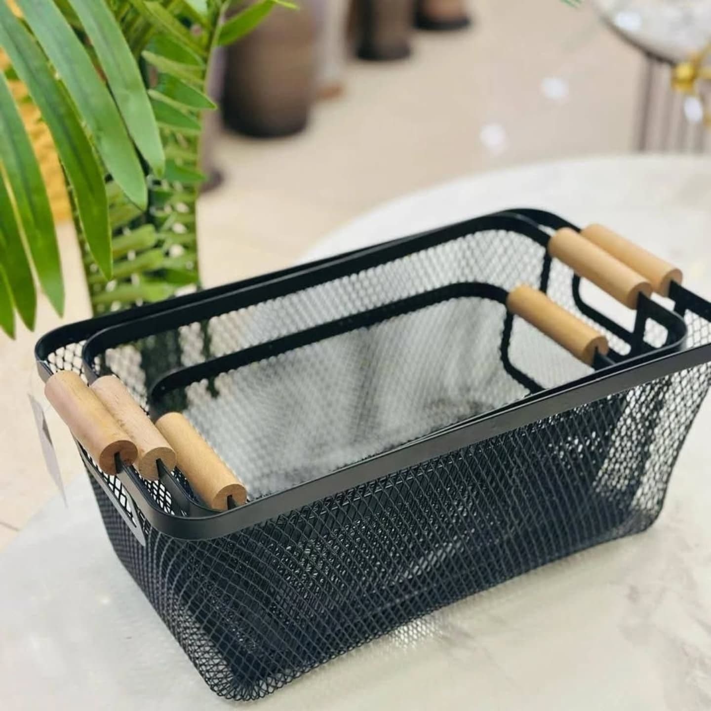 Modern Mesh Storage Basket with Wooden Handles - My Store