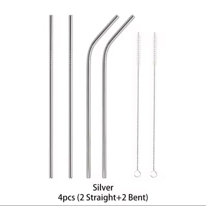5 Pcs Stainless Steel Straw Set (Golden & Silver) - My Store