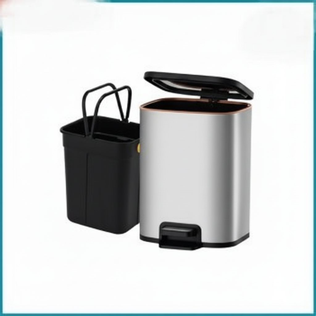 Stainless Steel Hydraulic Square Pedal Dustbin