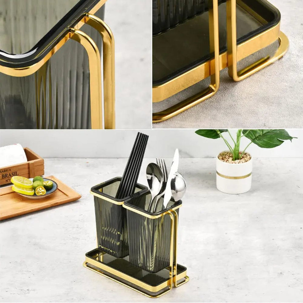 Dual-Compartment Cutlery & Organizer Stand