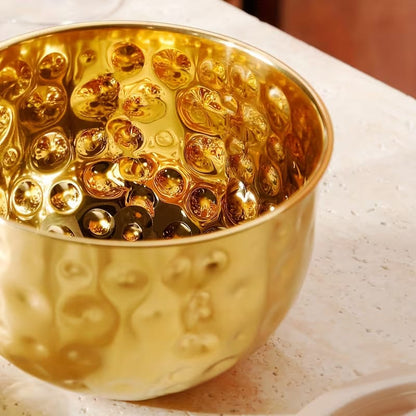 Premium stainless steel golden hammered bowl - My Store