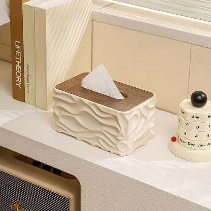 Minimalist Wave Pattern Tissue Box (Large Capacity)