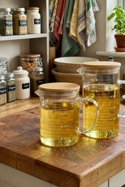 Airtight Glass Oil Jug with Bamboo Lid - My Store
