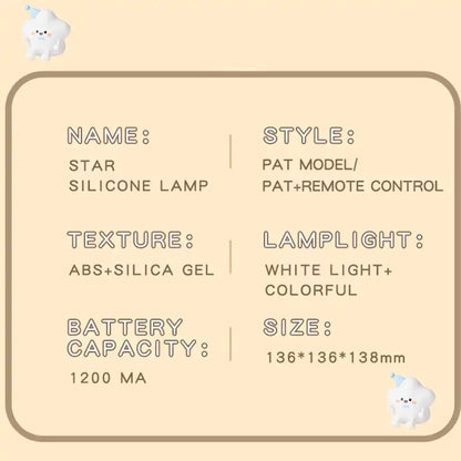Cute Star Silicone Night Light Lamp
