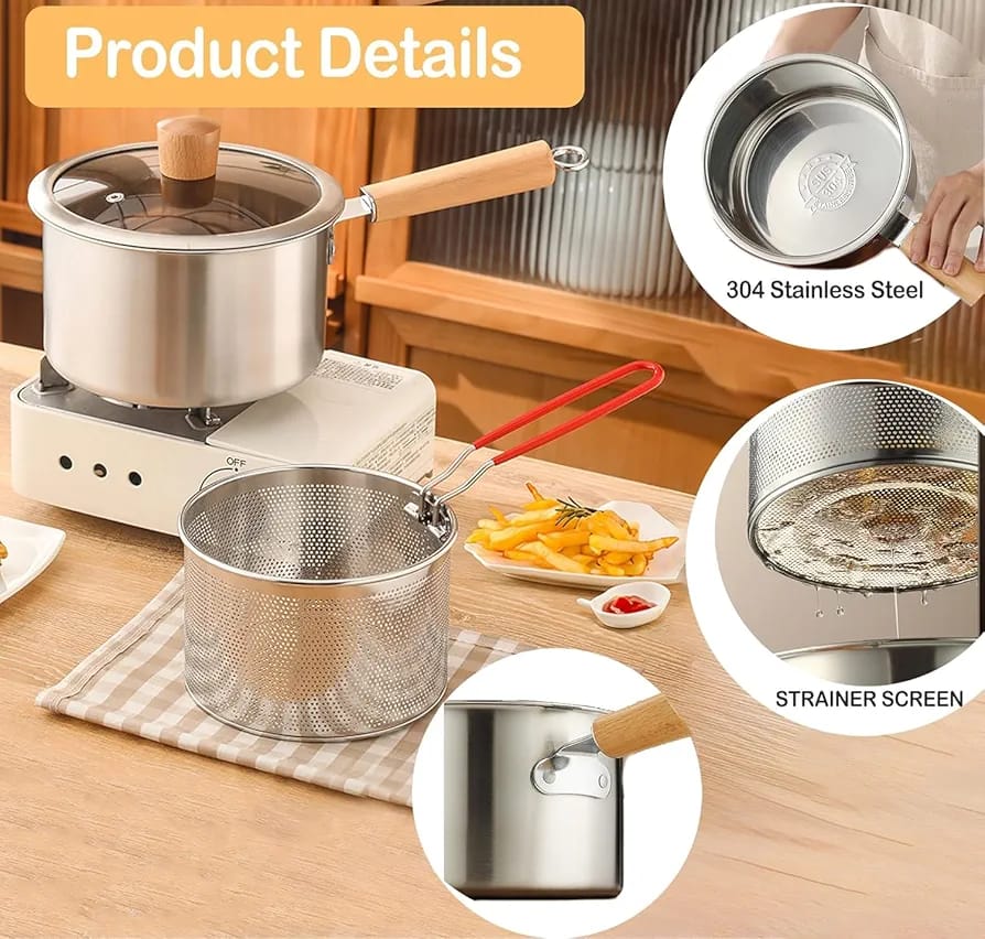 Stainless Steel Milk Pot with Strainer Basket – 20cm