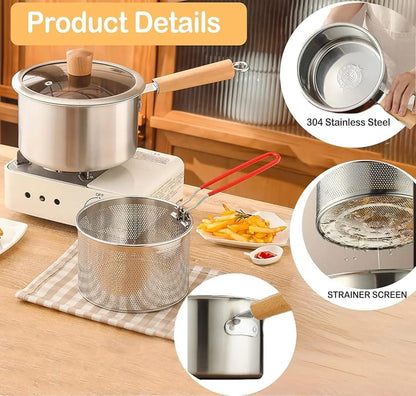 Stainless Steel Milk Pot with Strainer Basket – 20cm