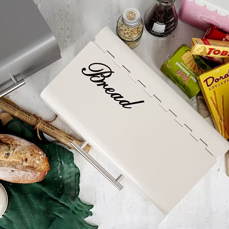 Vintage Metal Bread Box – Retro Kitchen Storage (White) - My Store