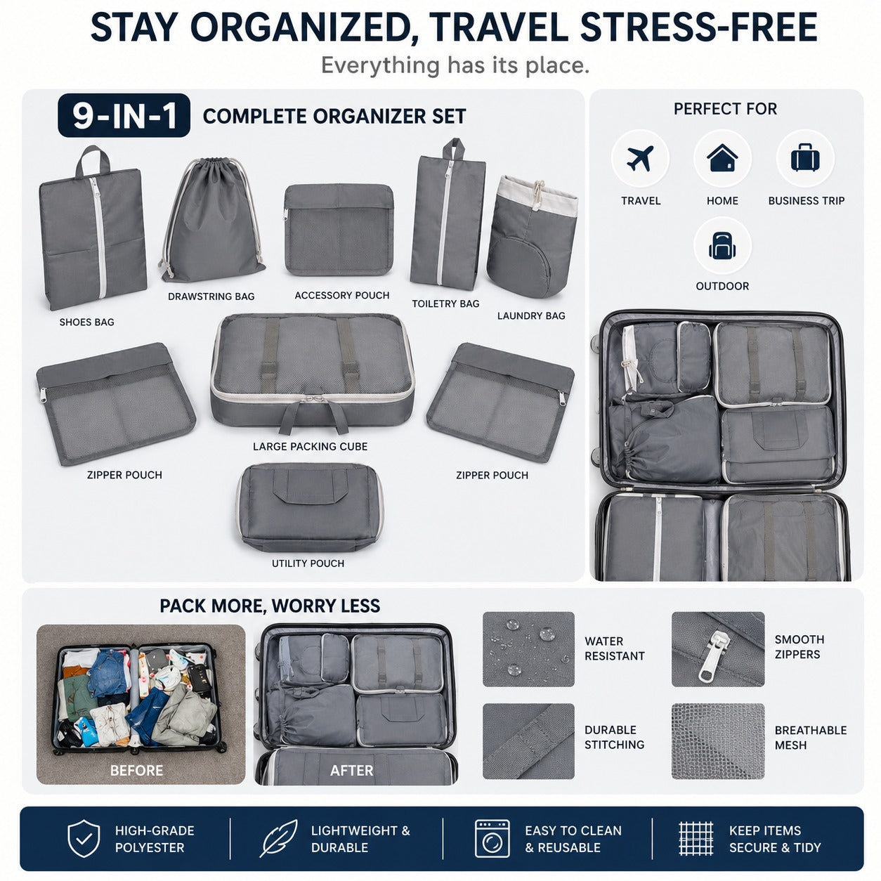9-in-1 Travel Packing Cube Organizer Set - My Store