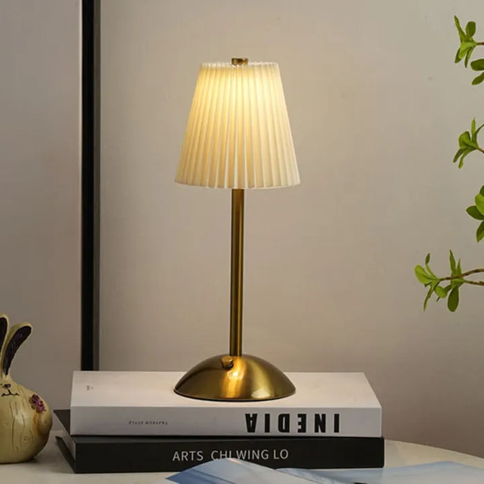 Rechargeable Pleated Cordless Table Lamp – Touch Control LED Table Lamp with 3 Color Modes
