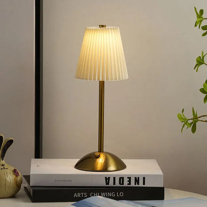 Rechargeable Pleated Cordless Table Lamp – Touch Control LED Table Lamp with 3 Color Modes