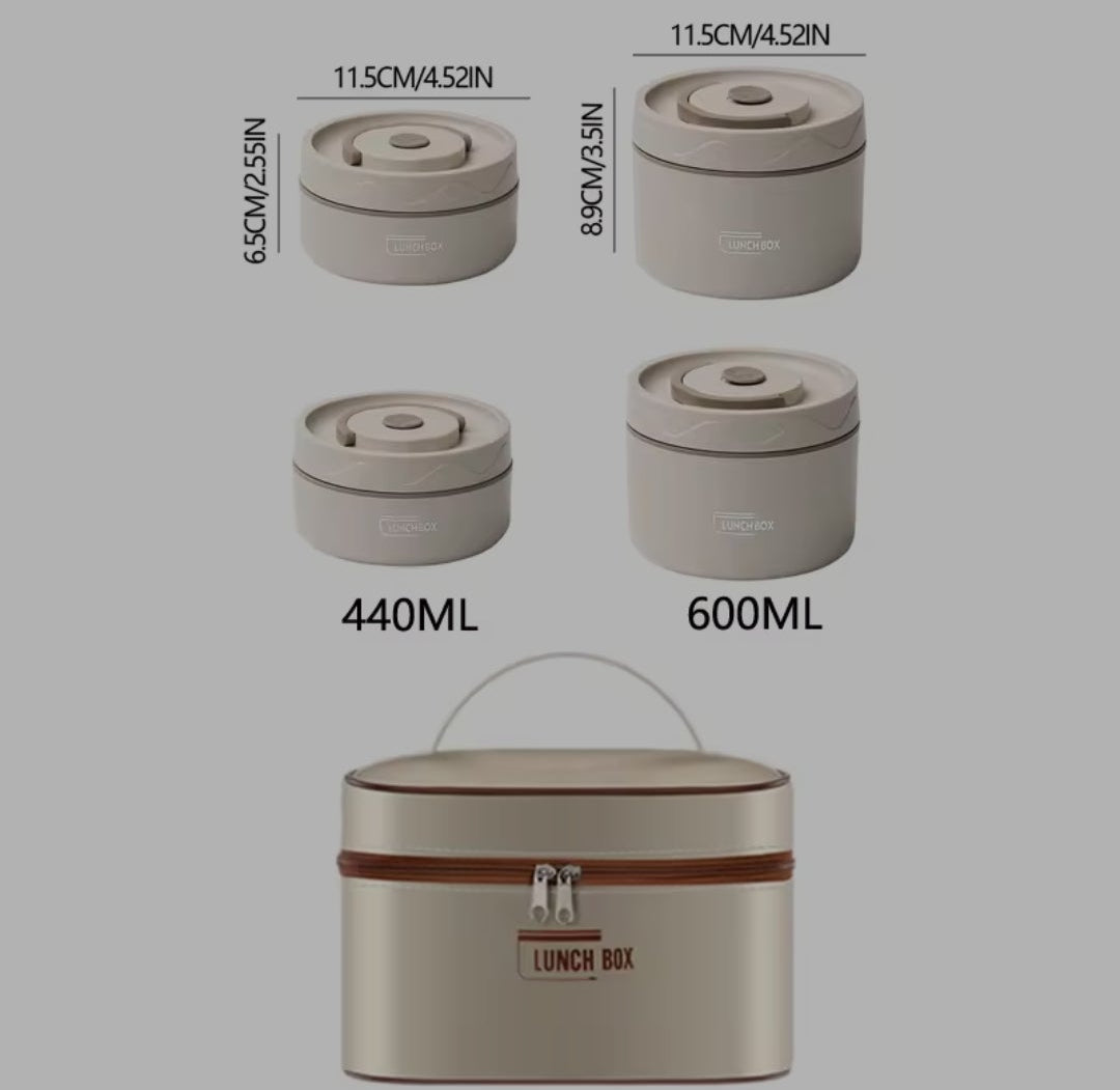 Portable Multi-Layer Insulated Lunch Box Set – Stainless Steel Food Container with Carry Bag