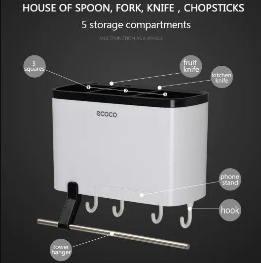 ECOCO Wall-Mounted Kitchen Utensil & Cutlery Holder
