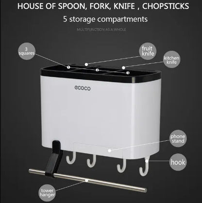 ECOCO Wall-Mounted Kitchen Utensil & Cutlery Holder