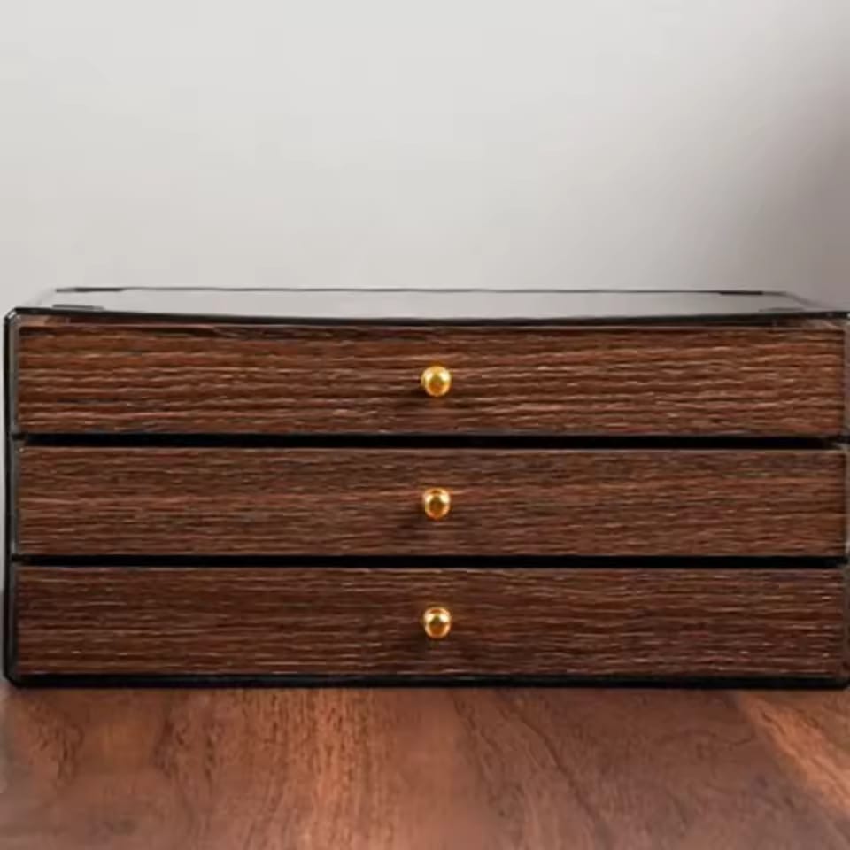 3-Drawer Wooden & Acrylic Jewelry Organizer