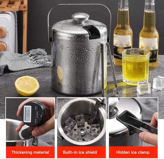 Ice Bucket with Lid and Strainer and Ice Tong - My Store