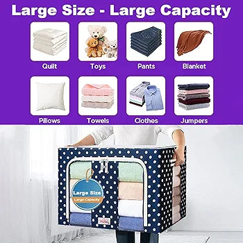 Steel Frame Foldable Storage Box – 66L Heavy Duty Wardrobe Organizer
