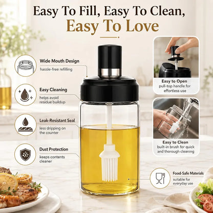 Danny Home High Borosilicate Glass Oil Bottle with Silicone Brush