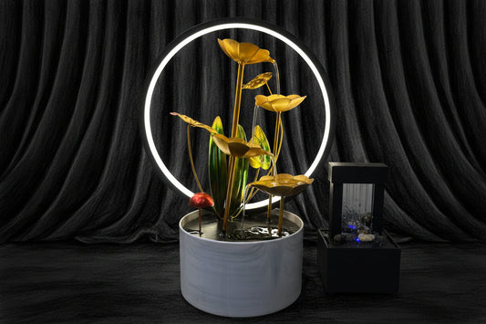 Golden Lotus LED Tabletop Fountain
