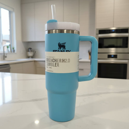 30oz (900ml) Stanley Style Insulated Tumbler with Handle, Straw & Gift Box