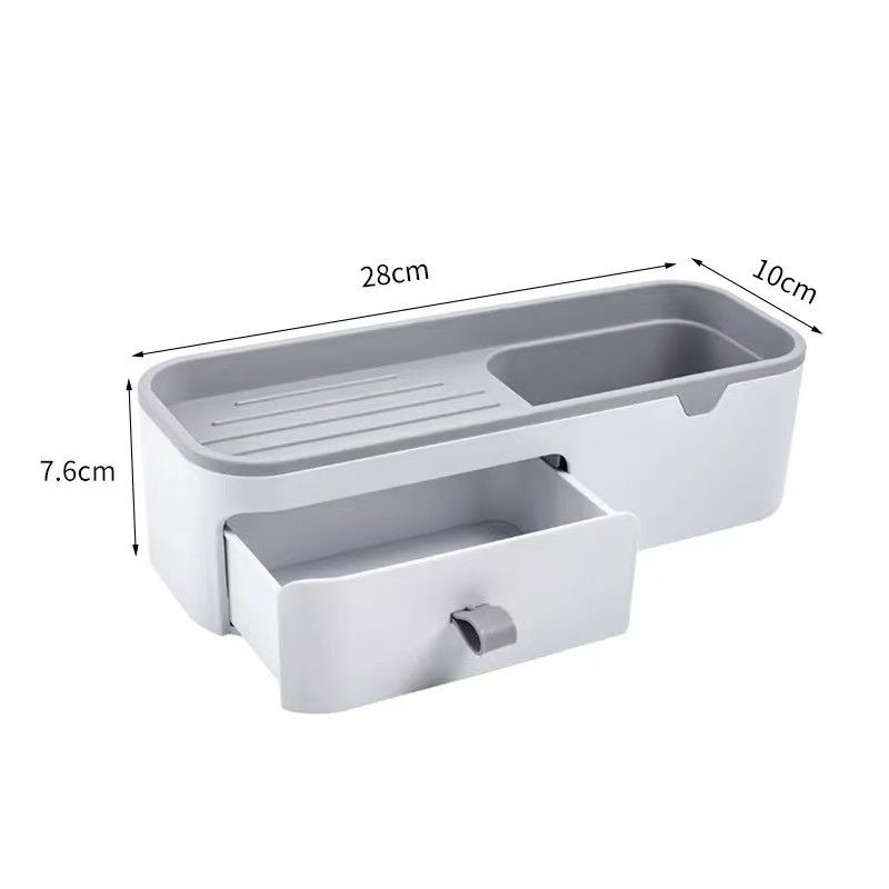 Multifunctional Wall-Mounted Organizer with Drawer | No-Drill Storage Rack