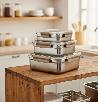 Lock & Store Stainless Steel Food Container Set – 3 Pieces