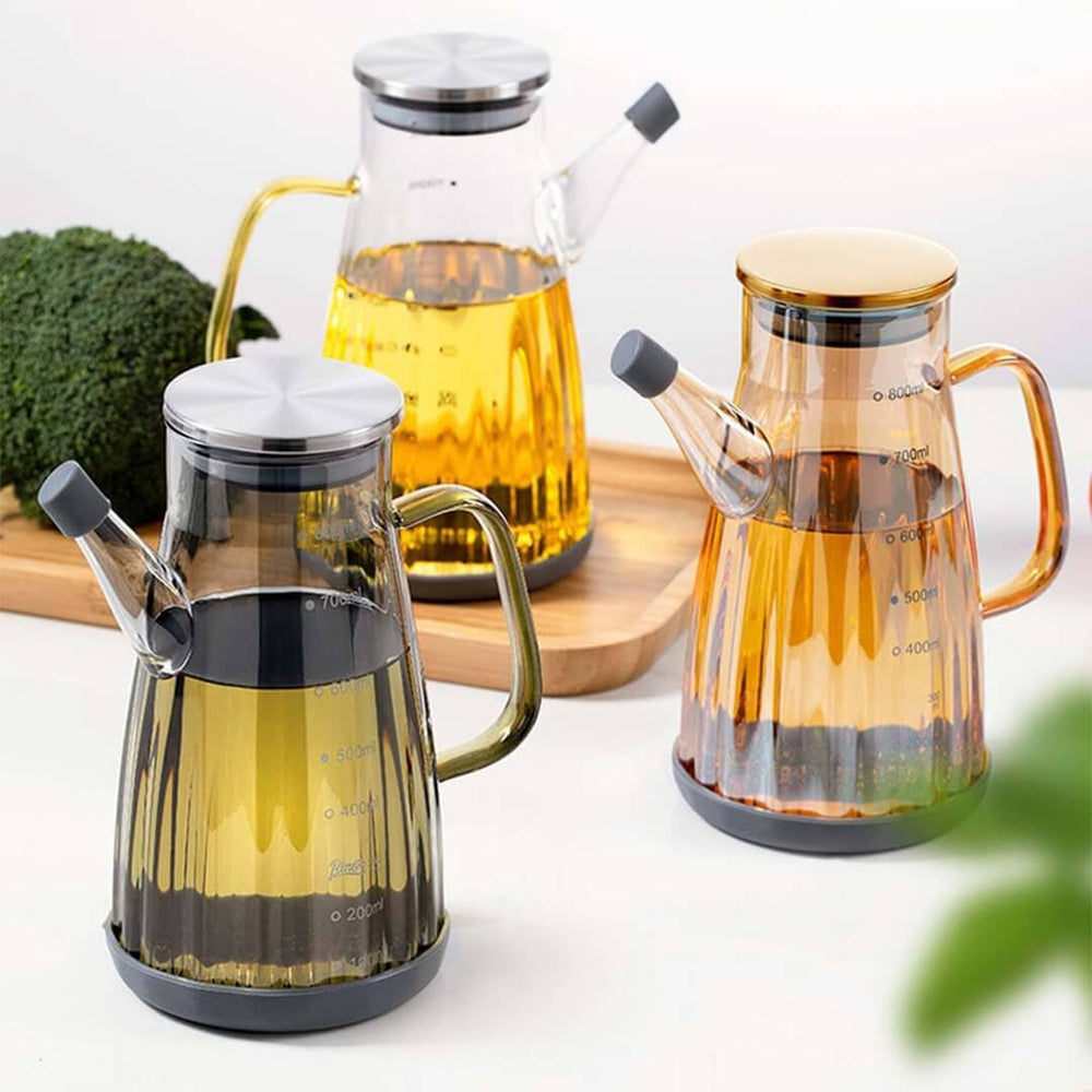 Glass Oil Dispenser with Colored Handle (Anti-Drip Design) - My Store