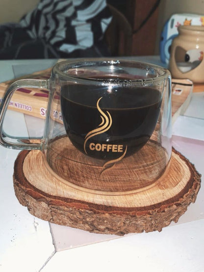 Double Wall Borosilicate Glass Coffee Mug with Handle – 200 ml