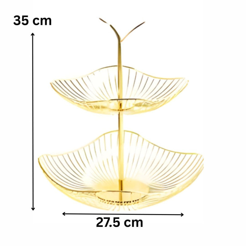 Gold Metal Multi-Layer Swing Fruit Basket Stand (2-Tier) – Elegant Kitchen Organizer - My Store