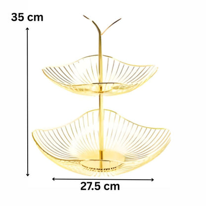 Gold Metal Multi-Layer Swing Fruit Basket Stand (2-Tier) – Elegant Kitchen Organizer - My Store