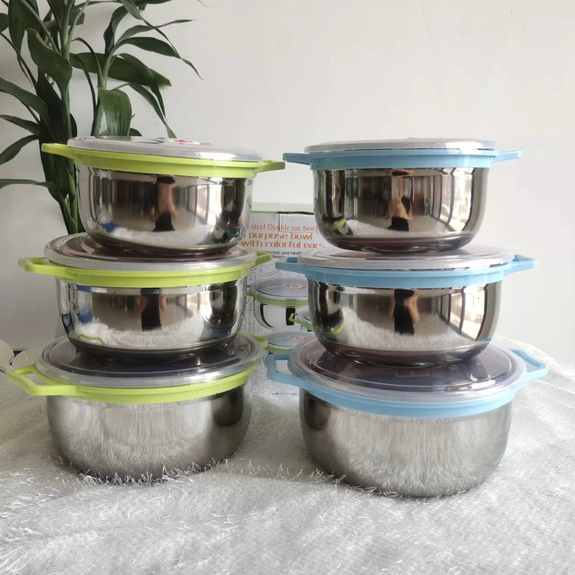 3-Piece Stainless Steel Mixing & Storage Bowl Set with Airtight Lids - My Store