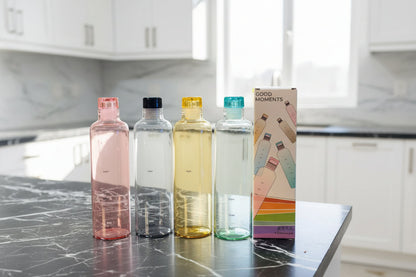 HydrateTime™ Borosilicate Glass Water Bottle with Time Marker
