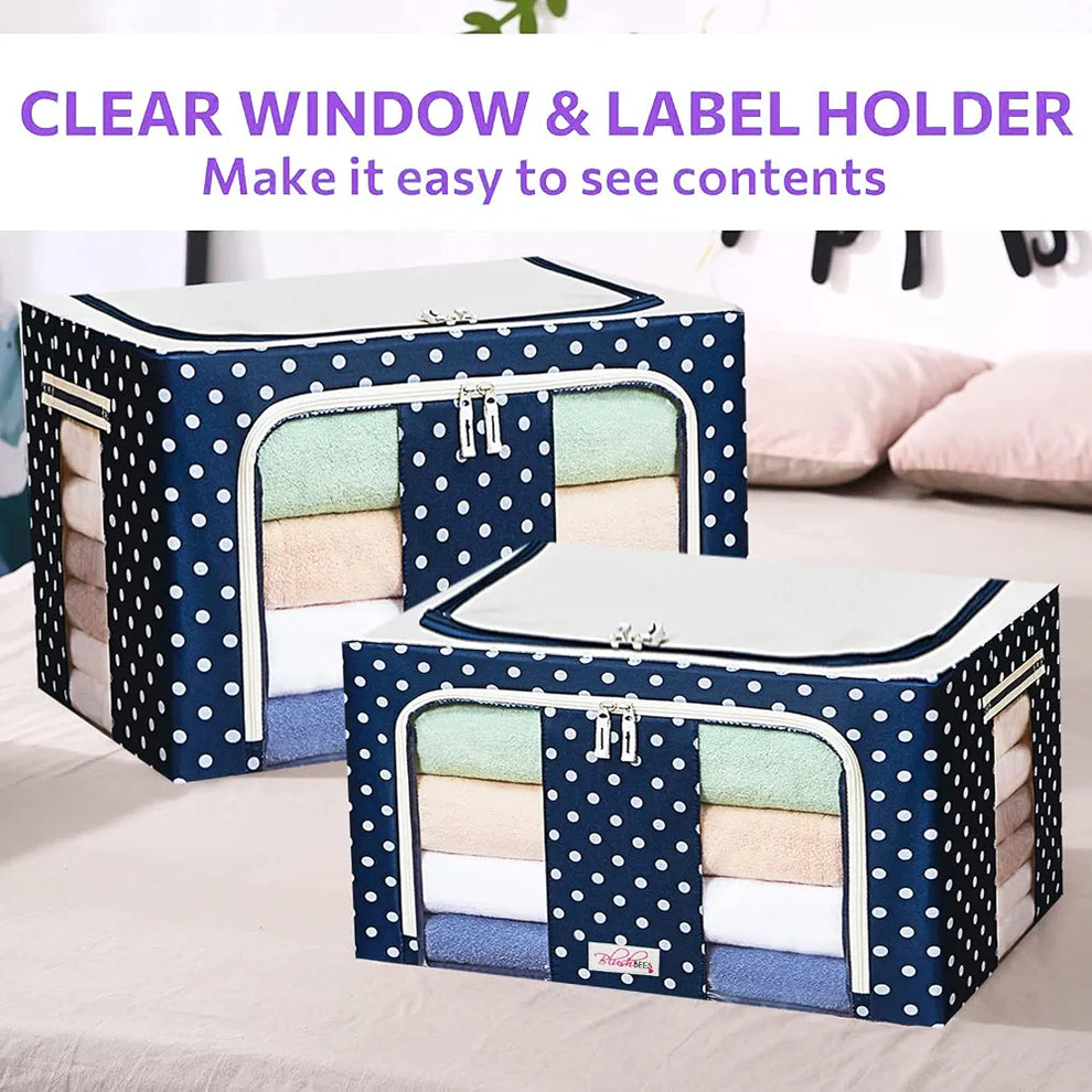 Steel Frame Foldable Storage Box – 66L Heavy Duty Wardrobe Organizer