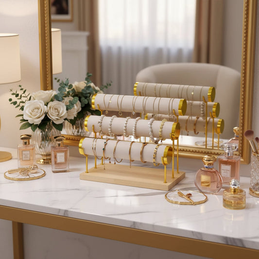 3-Tier Wooden Jewelry & Watch Display Stand Organizer