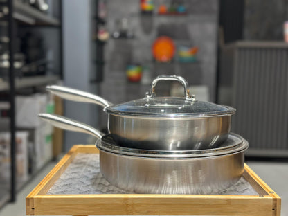 OSFE Tri-Ply Stainless Steel Deep Fry Pan with Lid | Honeycomb Non-Stick Technology - My Store